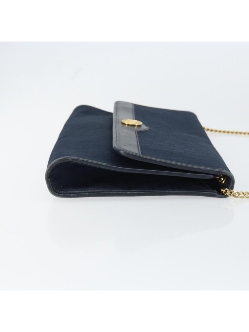 Authentic Christian Dior Trotter Canvas Chain Shoulder Bag Navy Gold - Picture 10 of 16